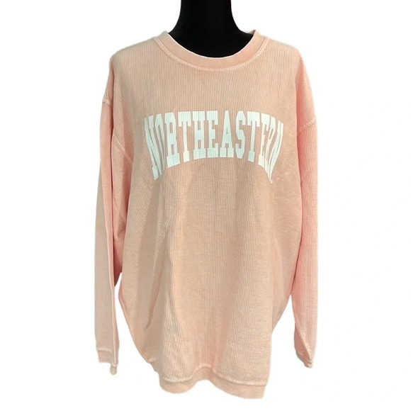 Chicka-d NORTHEASTERN Corded Sweatshirt in Urban Pink size XL Oversized - Picture 10 of 10